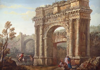Peasants Near the Arch of Sergius at Poia by Charles Louis Clerisseau